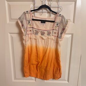 Johnny Was BIYA 100% Cotton Embroidered Boho Tie Dye Gypsy Style Blouse